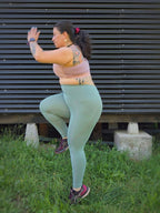 Calzas Deportivas con Bolsillos pretina alta plus size verdes