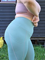 Calzas Deportivas con Bolsillos pretina alta plus size verdes 3xl